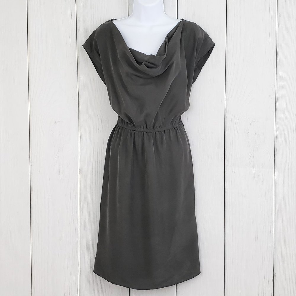 COLDWATER CREEK sz XL Petite 100% SILK Gray Dress